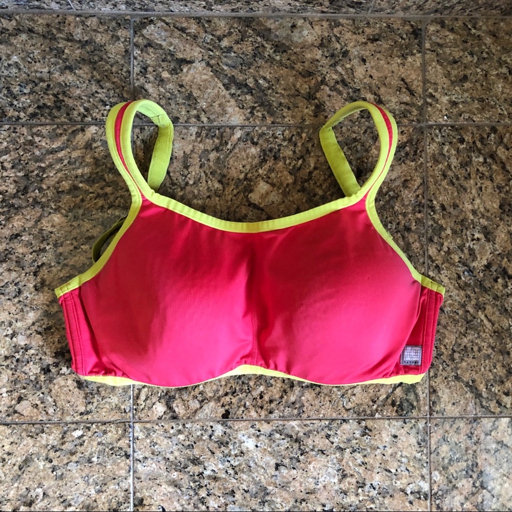 32DDD Natori Sports Bra, Pink/Green